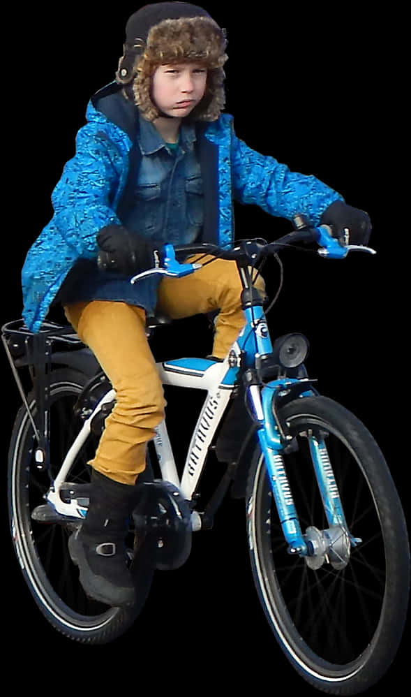 Winter Biking Adventure Boy PNG