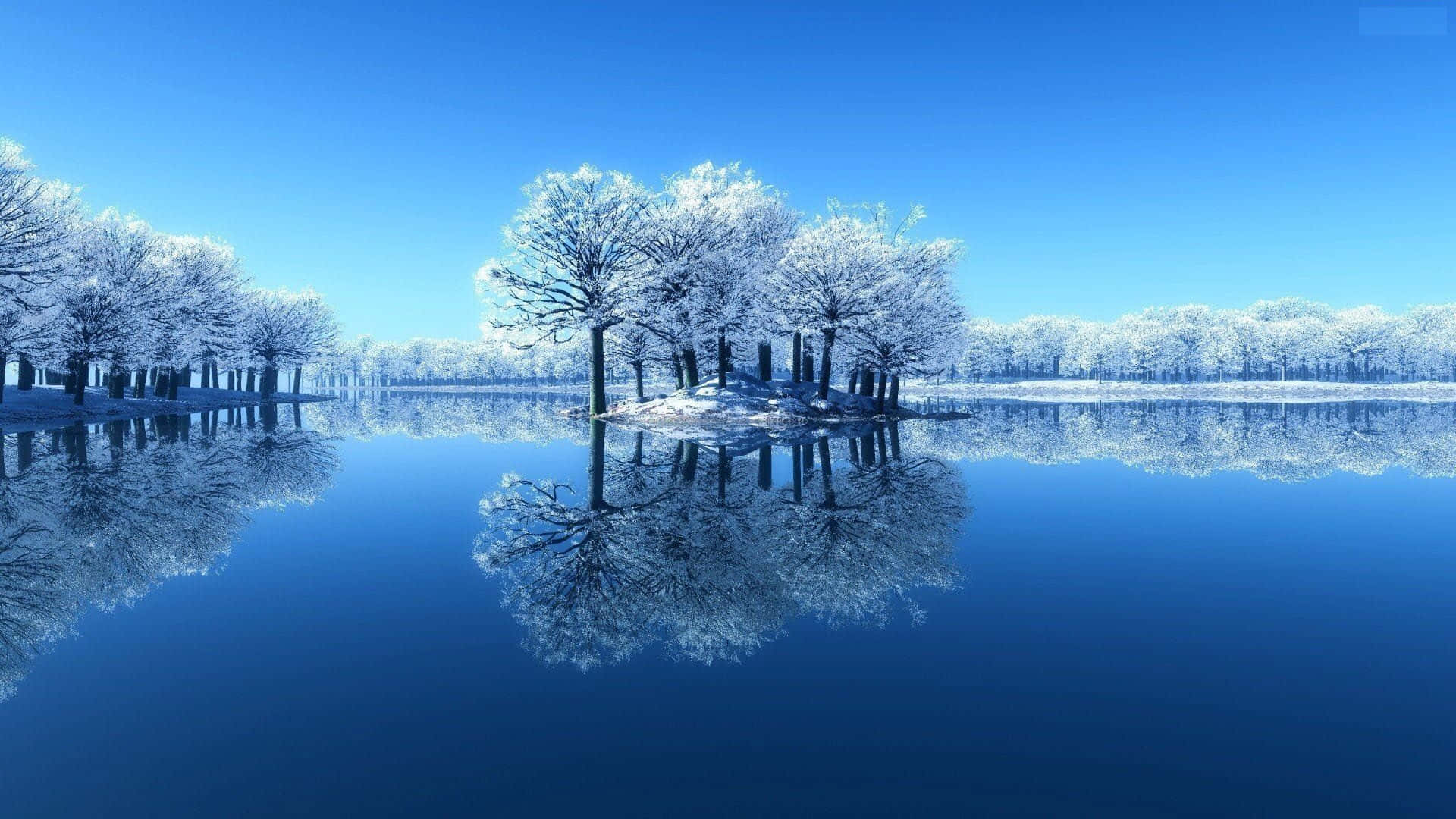 Soothing Winter Blues Landscape Wallpaper