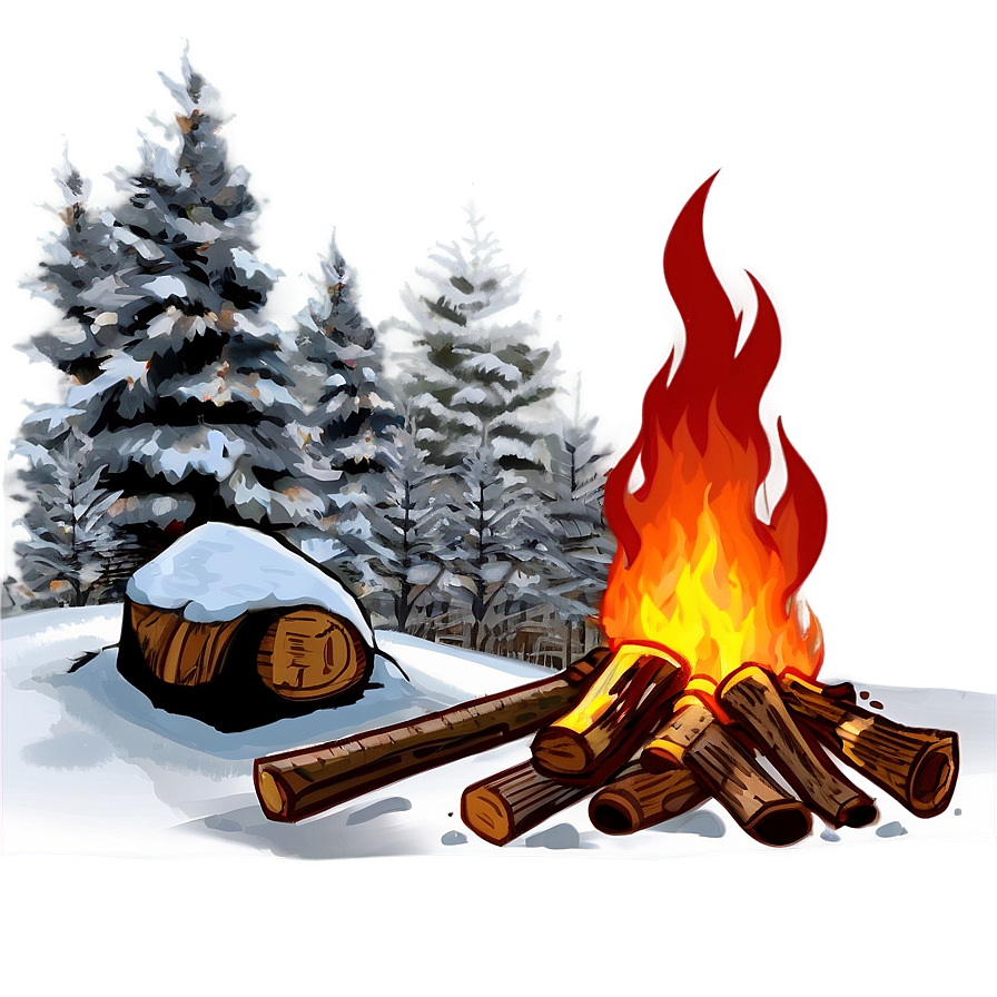 Winter Campfire Scene Png Pfx PNG