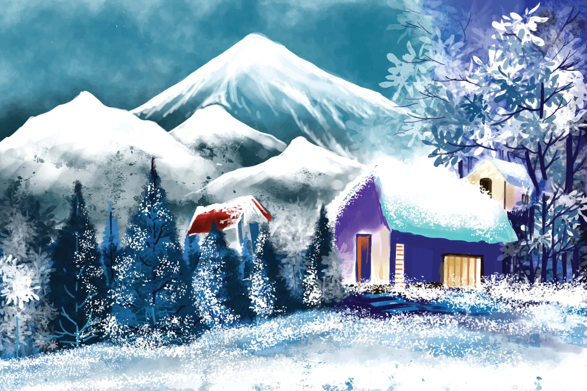 Winter Christmas Mountain Snow Desktop Wallpaper