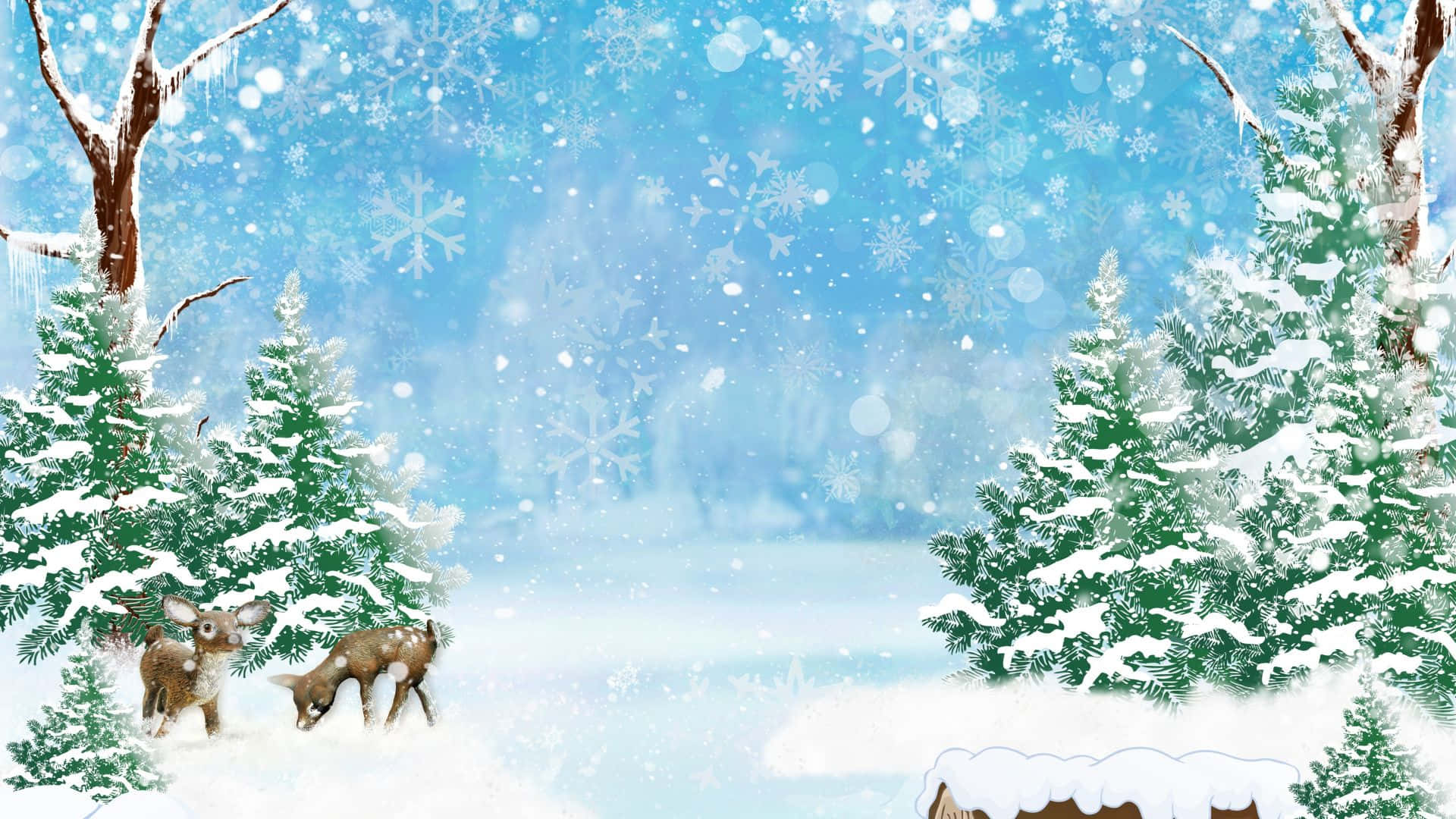 Winter Christmas Pine Trees Desktop Wallpaper