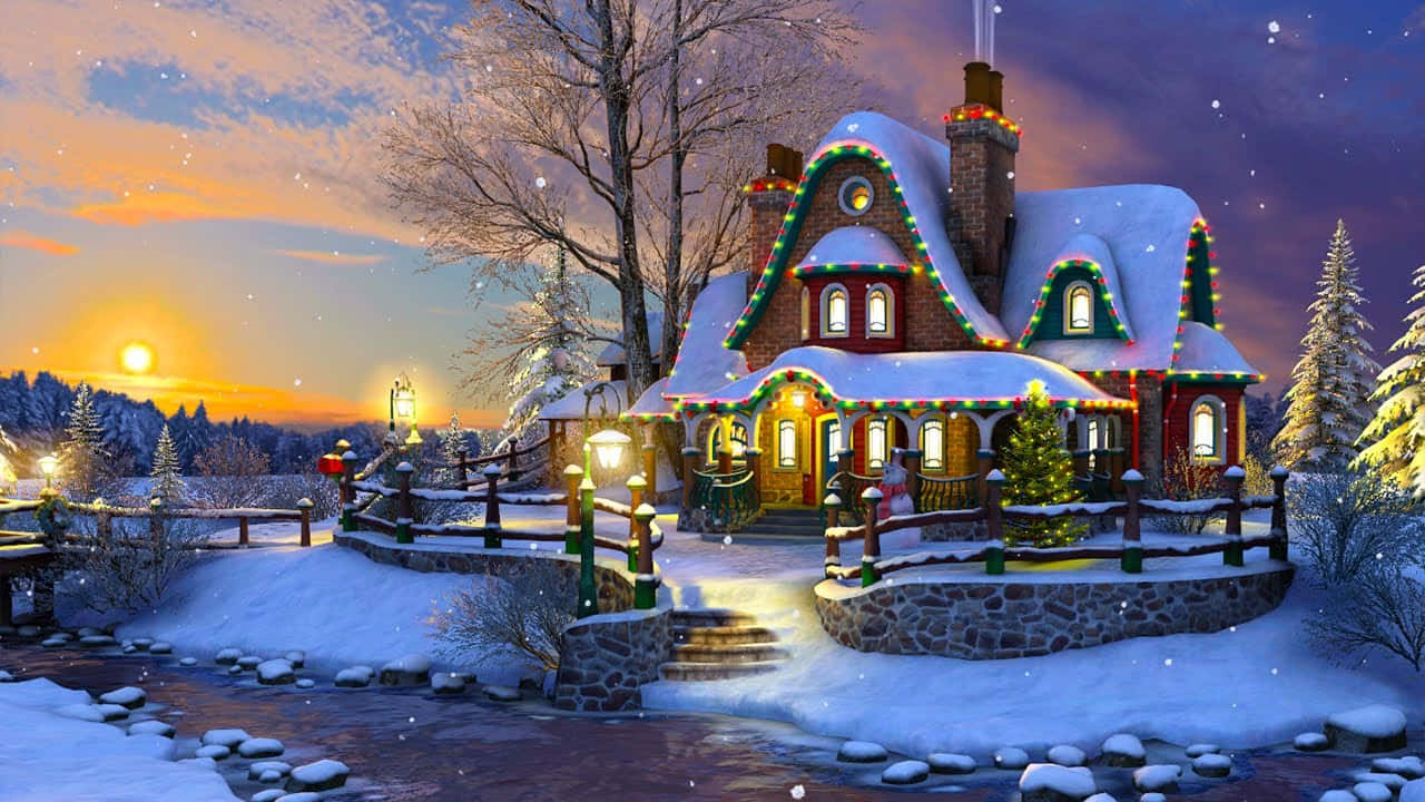 Winter Christmas Lights Art Desktop Wallpaper
