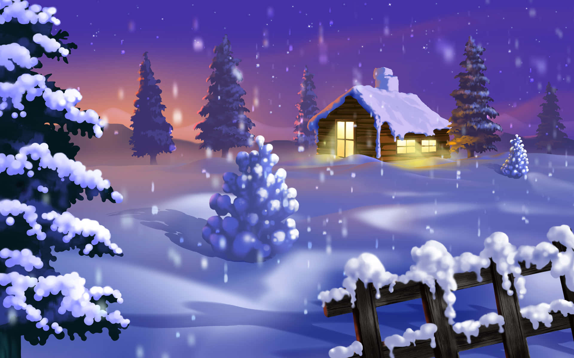 Winter Christmas Bright House Desktop Wallpaper
