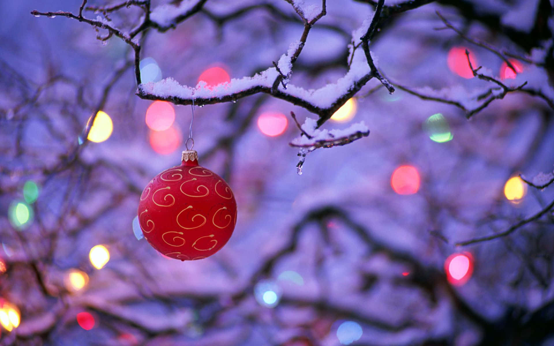 Alberodi Natale Con Luci E Ornamenti Sfondo