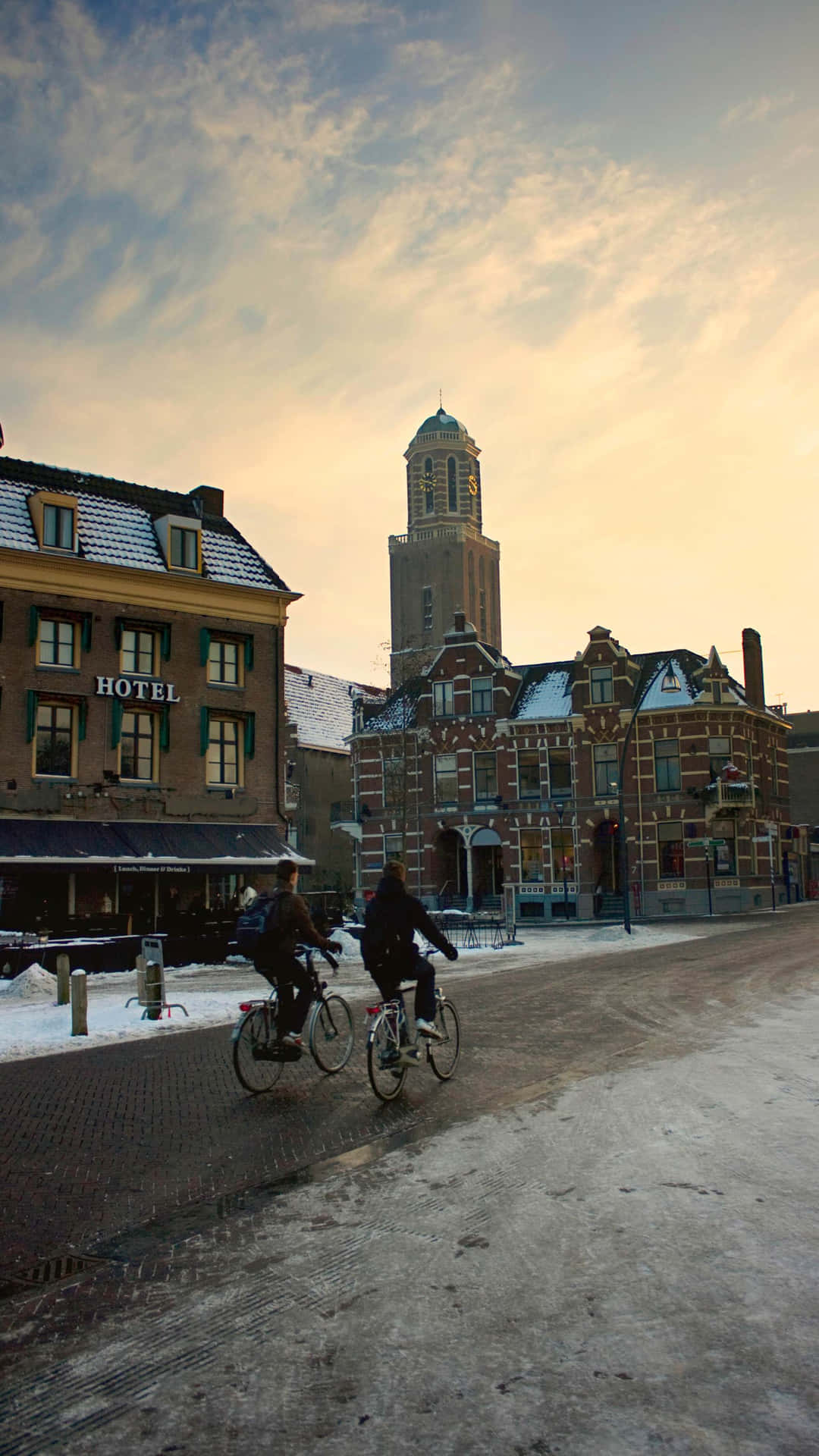 Winter Dawnin Zwolle Netherlands Wallpaper