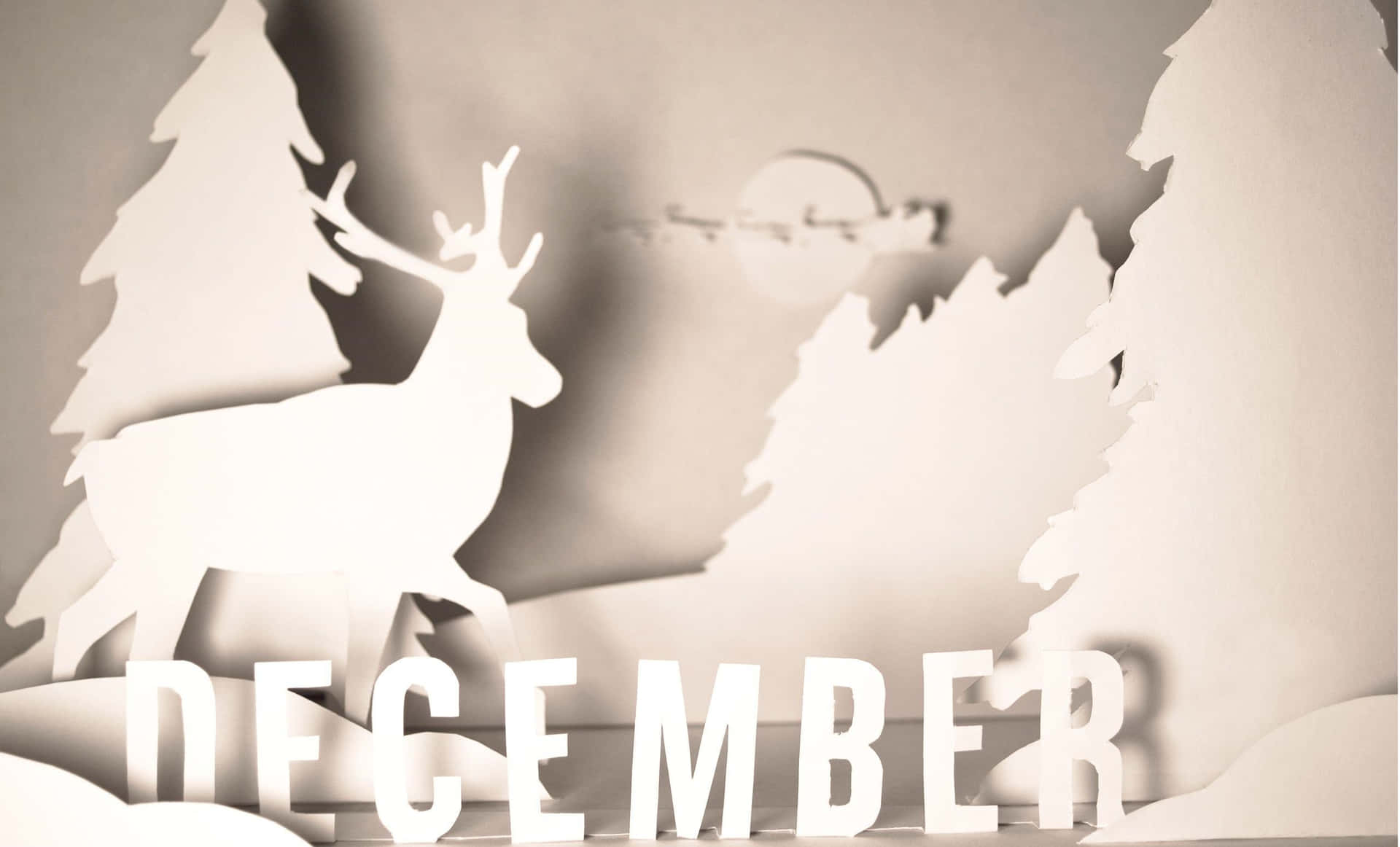 Winter Deer Paper Art December Desktop Background Wallpaper
