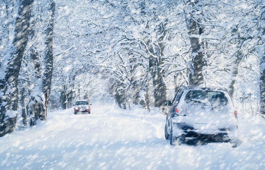 Navigating Winter Roads - A Chilly Adventure Wallpaper