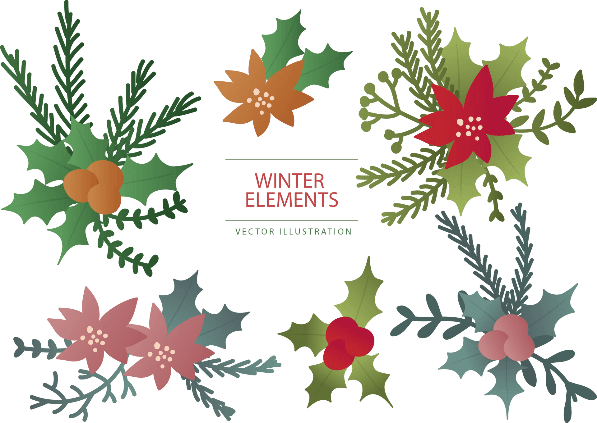 Winter Elements Vector Illustration PNG