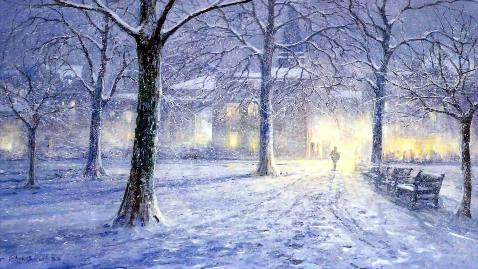 Winter_ Evening_ Solitude_ Painting Wallpaper