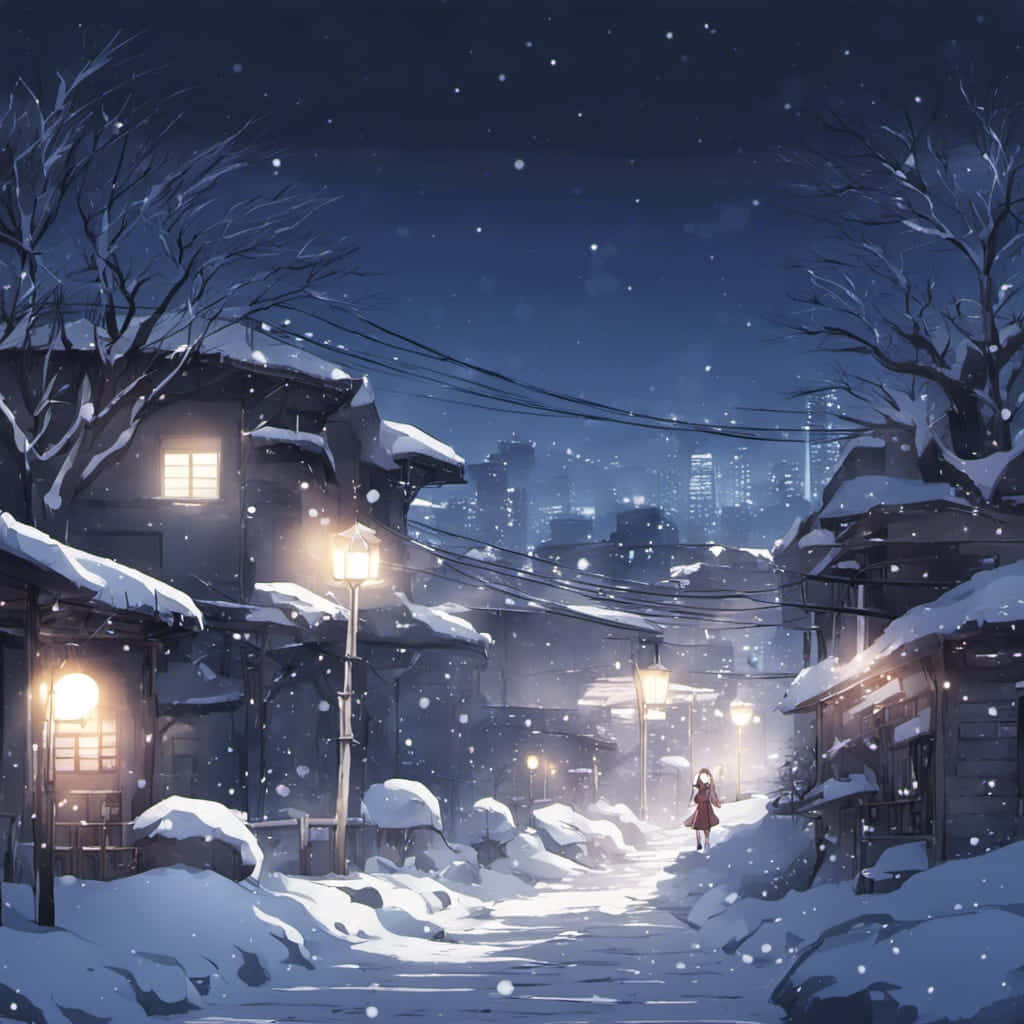 Winter Evening Stroll_ Snowy Urban Scene.jpg Wallpaper