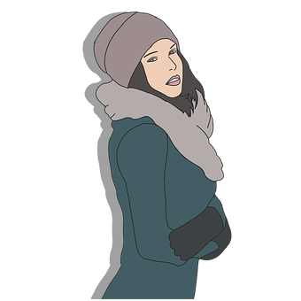 Winter Fashion Cartoon Woman Illustration PNG