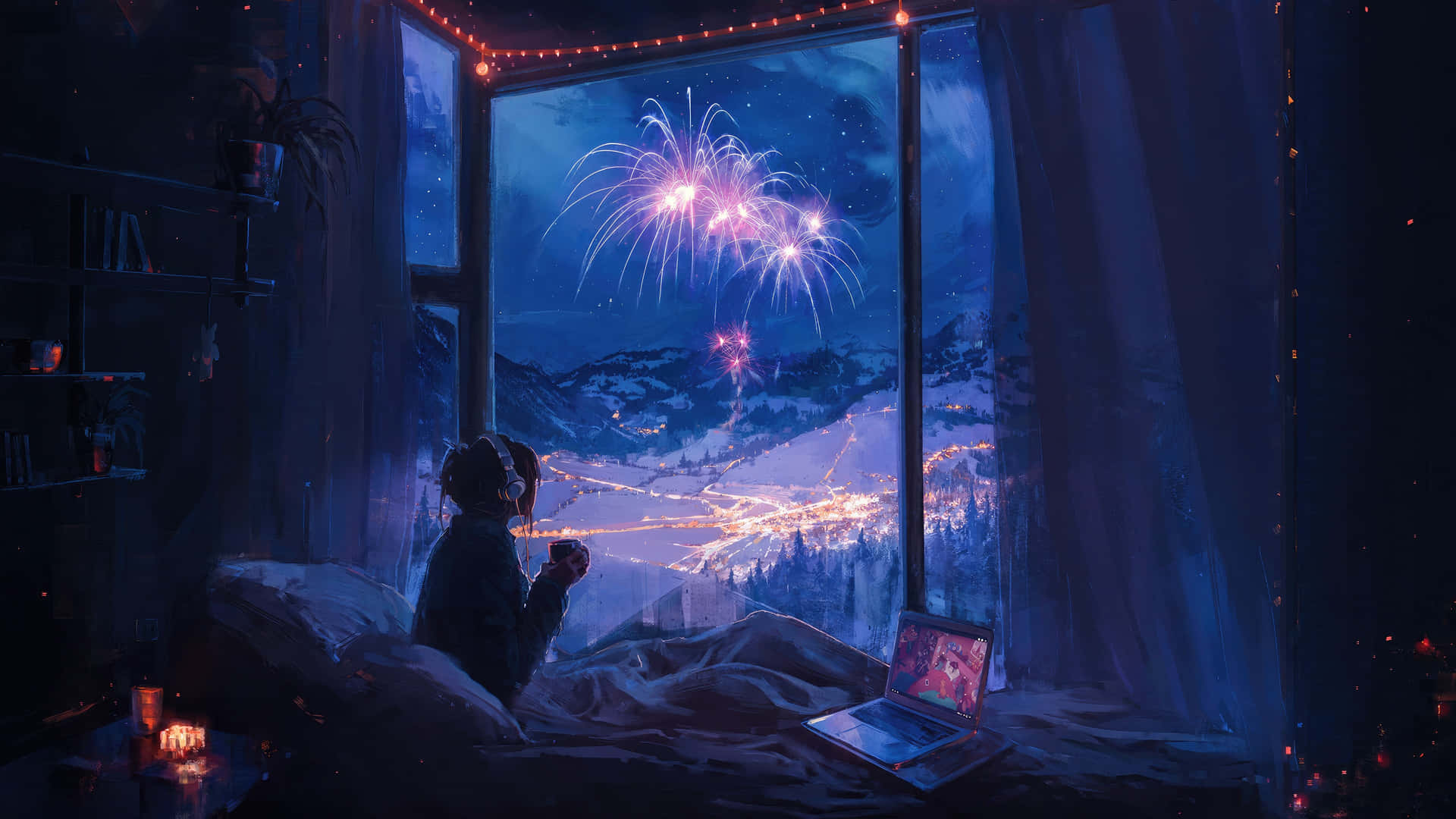 Winter_ Fireworks_ View_from_ Cozy_ Room.jpg Wallpaper