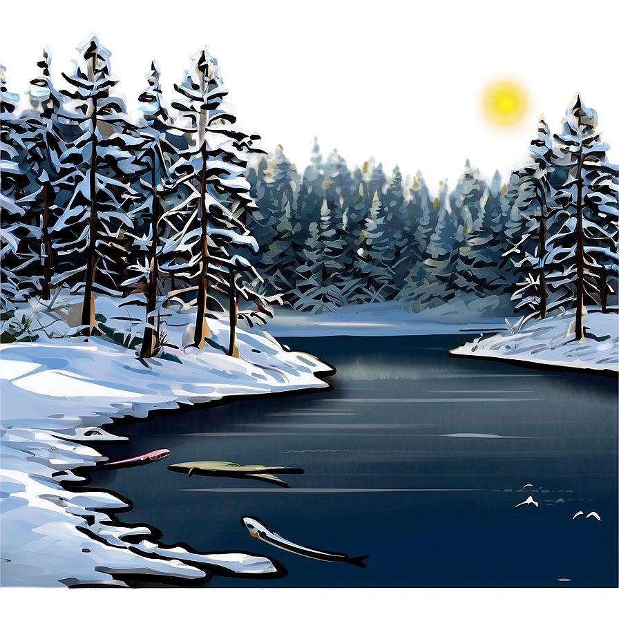 Winter Fishing Scene Png Tqp PNG