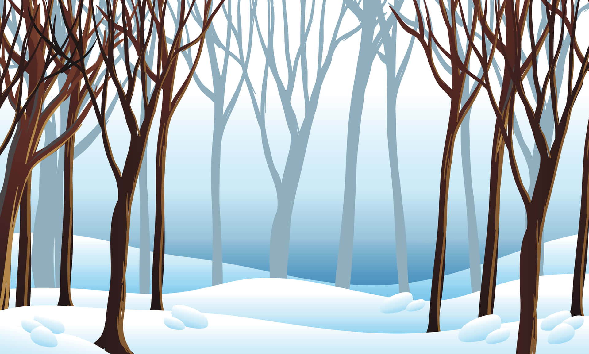 Enjoy a tranquil winter forest with snow-covered trees