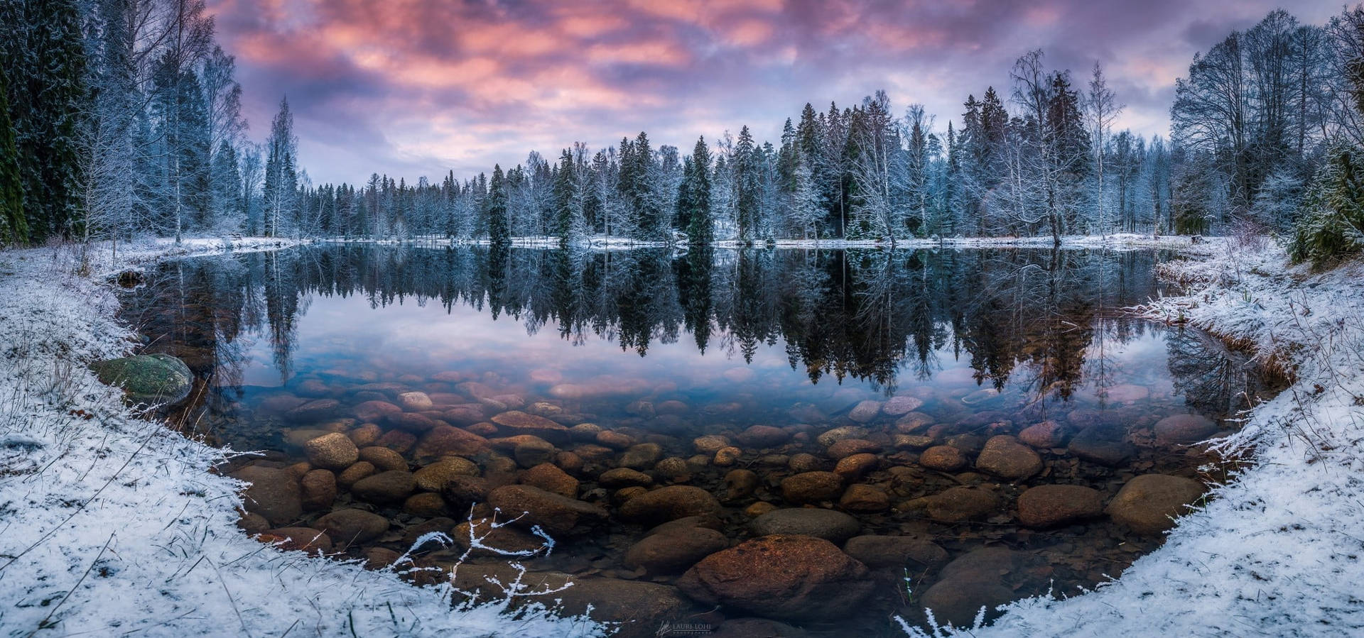 Winter_ Forest_ Sunset_ Reflection.jpg Wallpaper