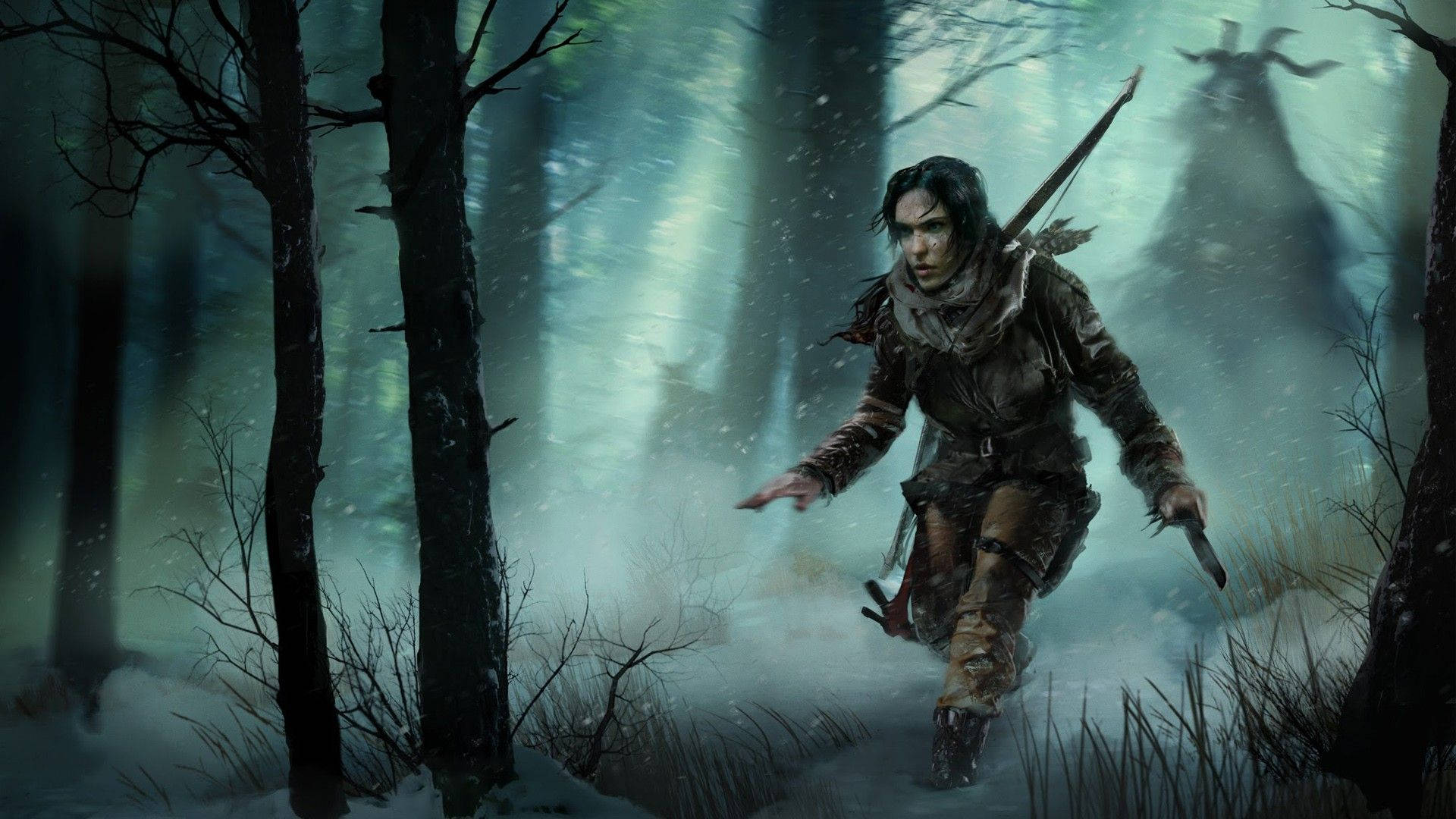 Caption: Tomb Raider Adventure Through A Winter Forest Wallpaper