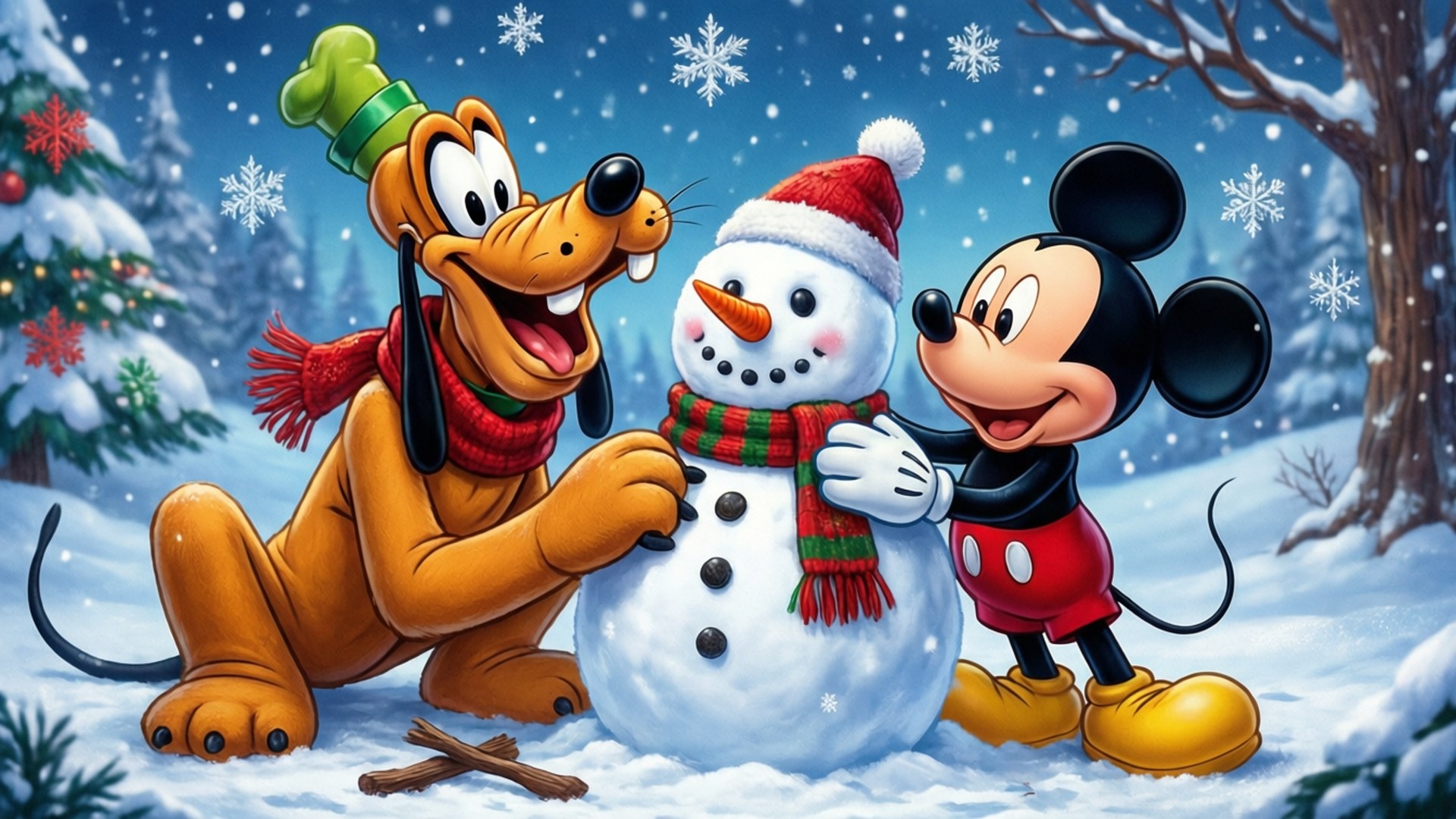 Winter Fun with Pluto Wallpaper