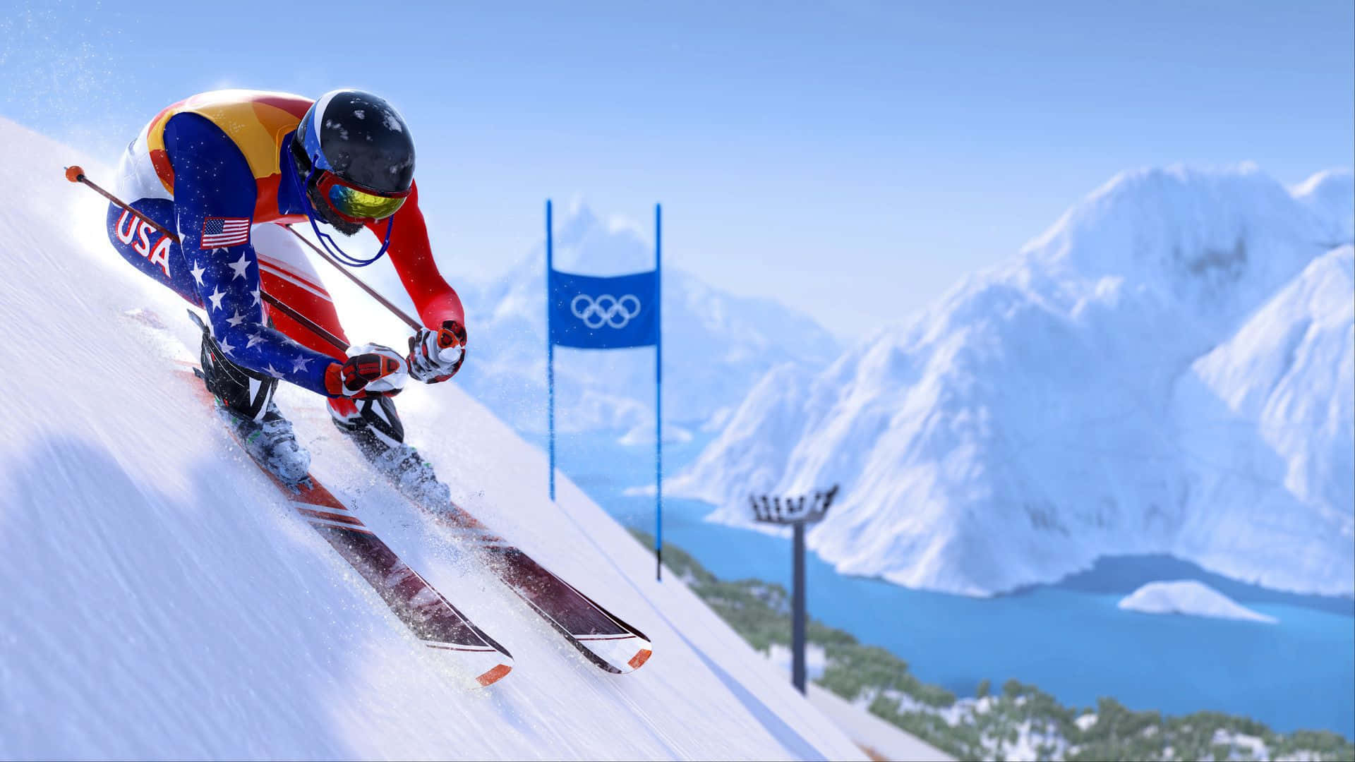 Competitive athletes in action at the Winter Games Wallpaper