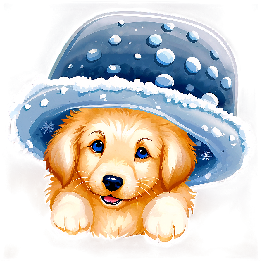 Winter Golden Retriever Puppy Png 06252024 PNG