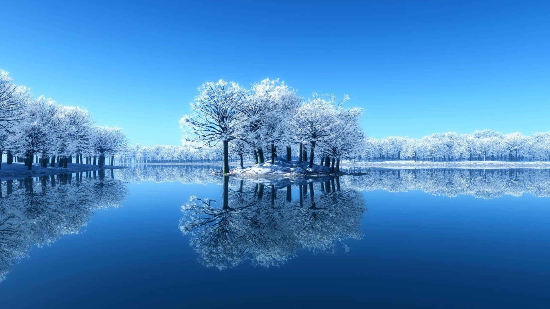 Lake In Winter Hd Desktop Wallpaper