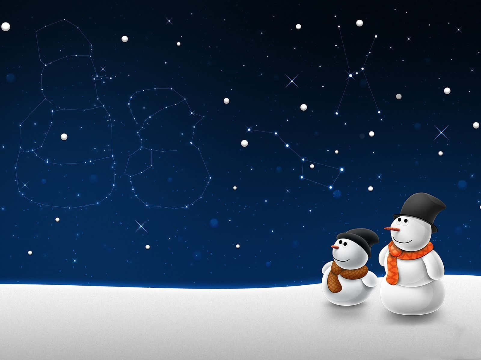 Obrade Arte Para El Escritorio En Las Vacaciones De Invierno Con Dos Muñecos De Nieve. Fondo de pantalla