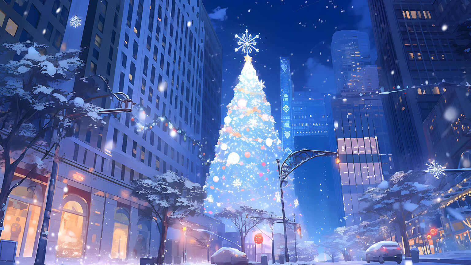 Winter_ Holiday_ Lights_ Urban_ Scene.jpg Wallpaper