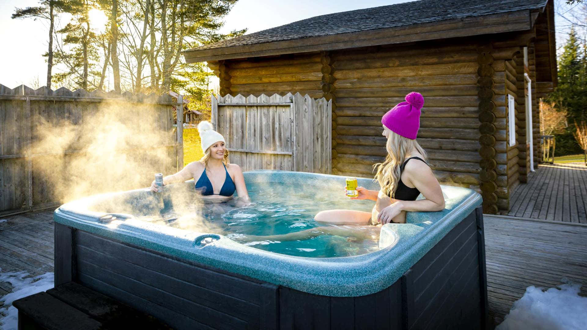 Winter Hot Tub Relaxation Wallpaper