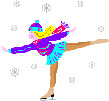 Winter Ice Skating Girl_ Illustration PNG