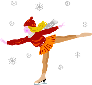 Winter Ice Skating Girl Illustration PNG