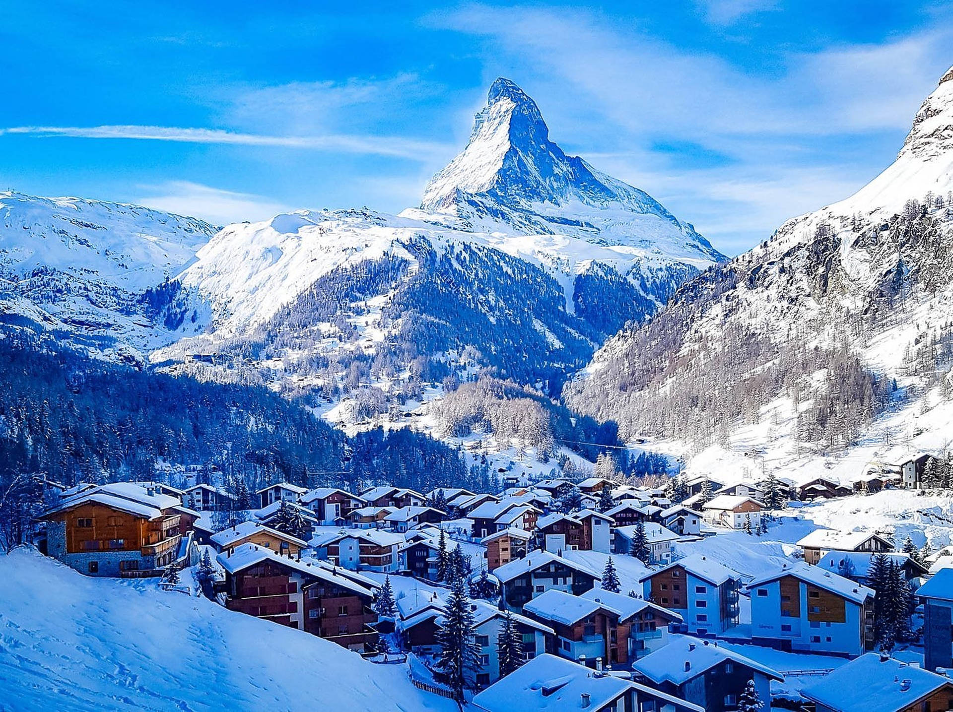 Vinteri Schweiziska Alpstugor Wallpaper
