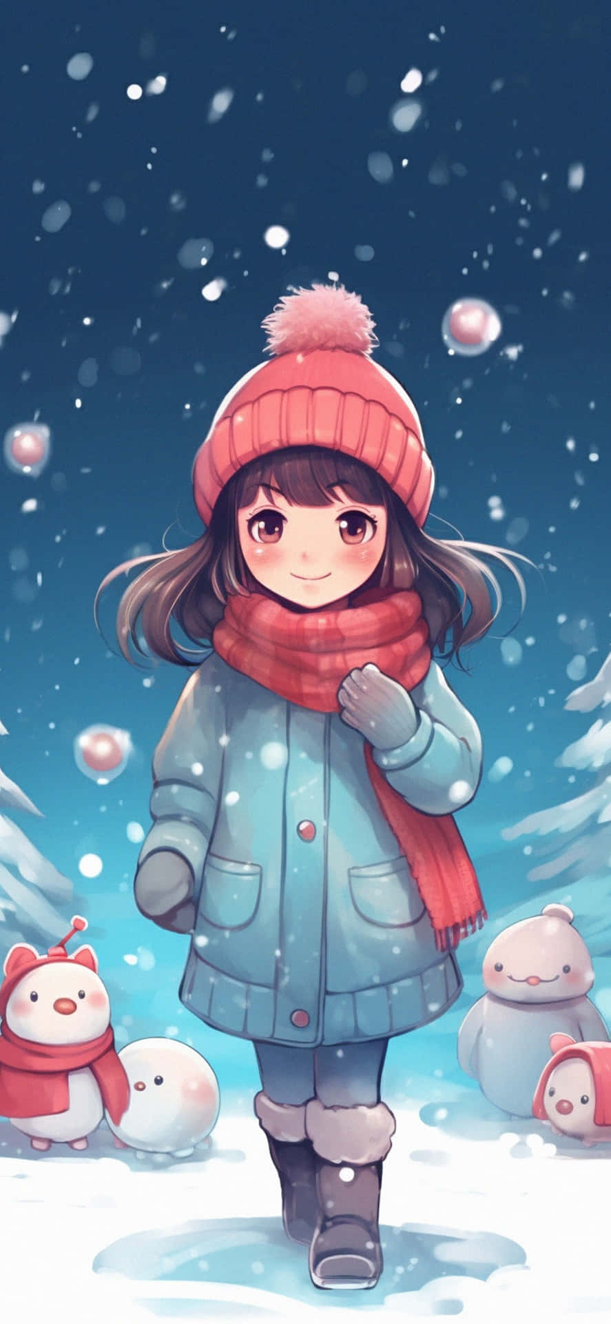 Winter Joy_ Animated Girl Snow Scene.jpg Wallpaper
