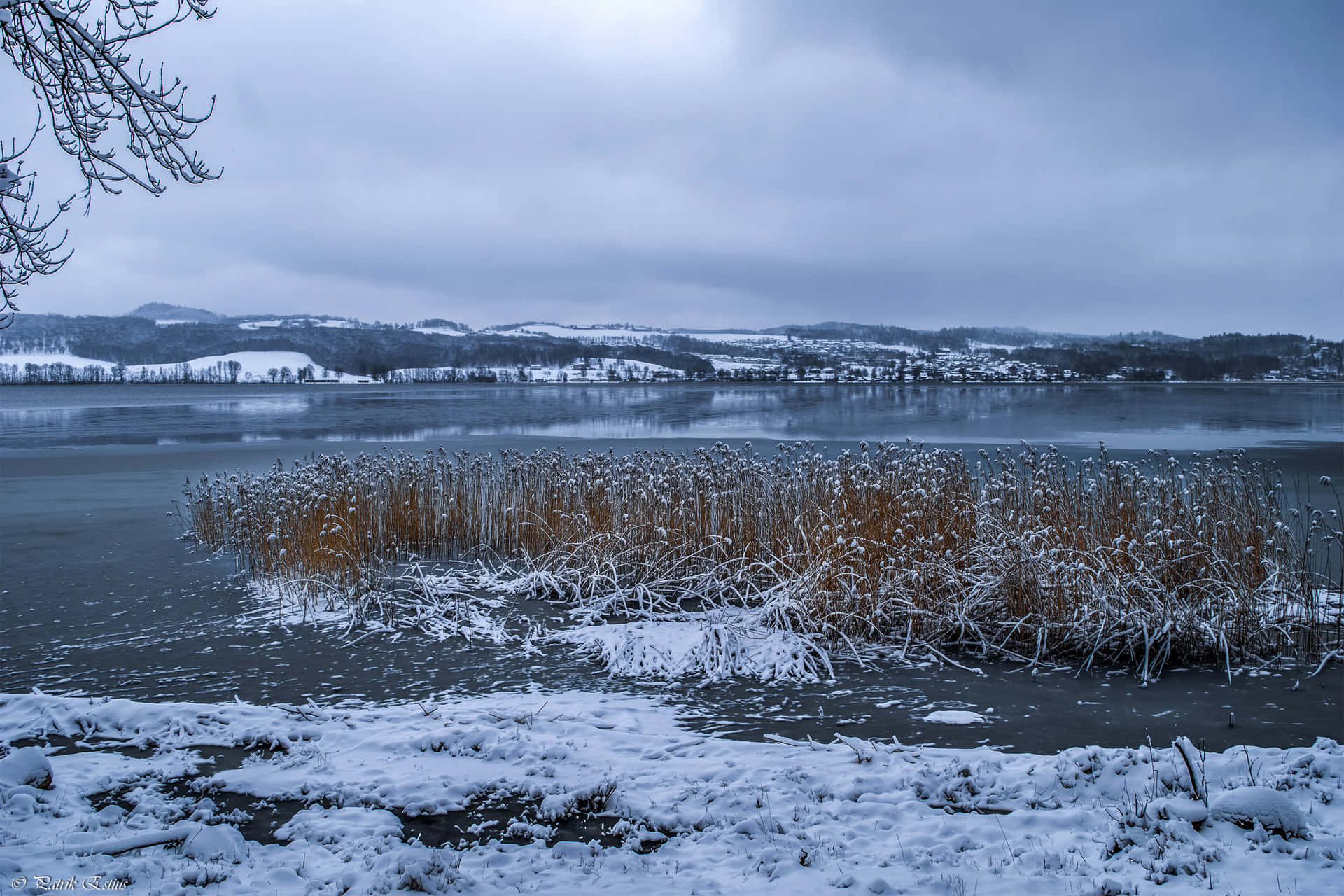 Vinter Innsjø Utsikt Jönköping Sverige Bakgrunnsbildet