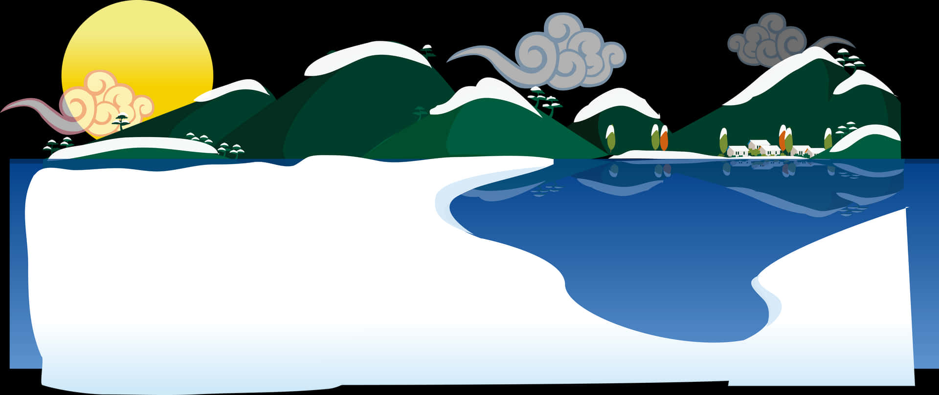 Winter Landscapewith Snowy Mountainsand Lake PNG