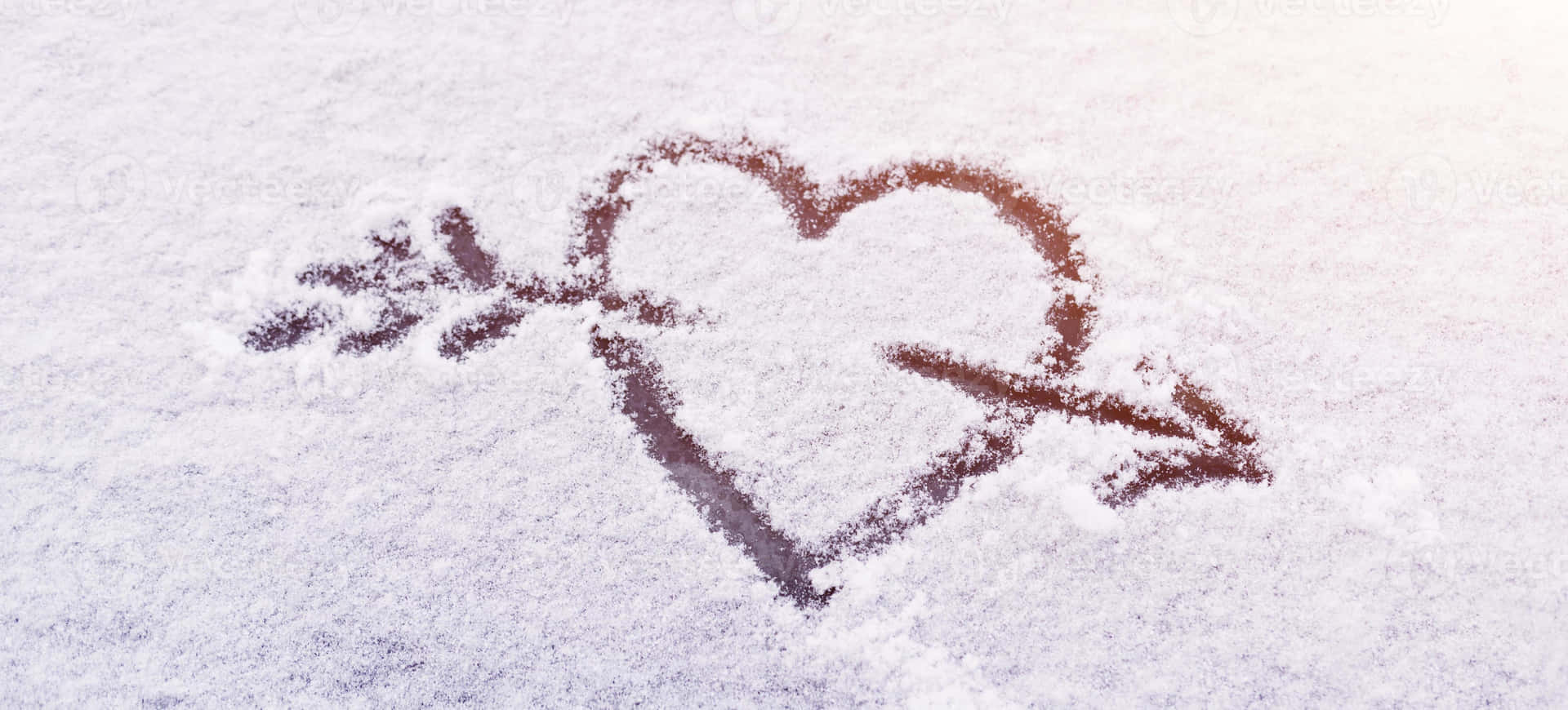 Winter Love Arrow Heart Snow Wallpaper
