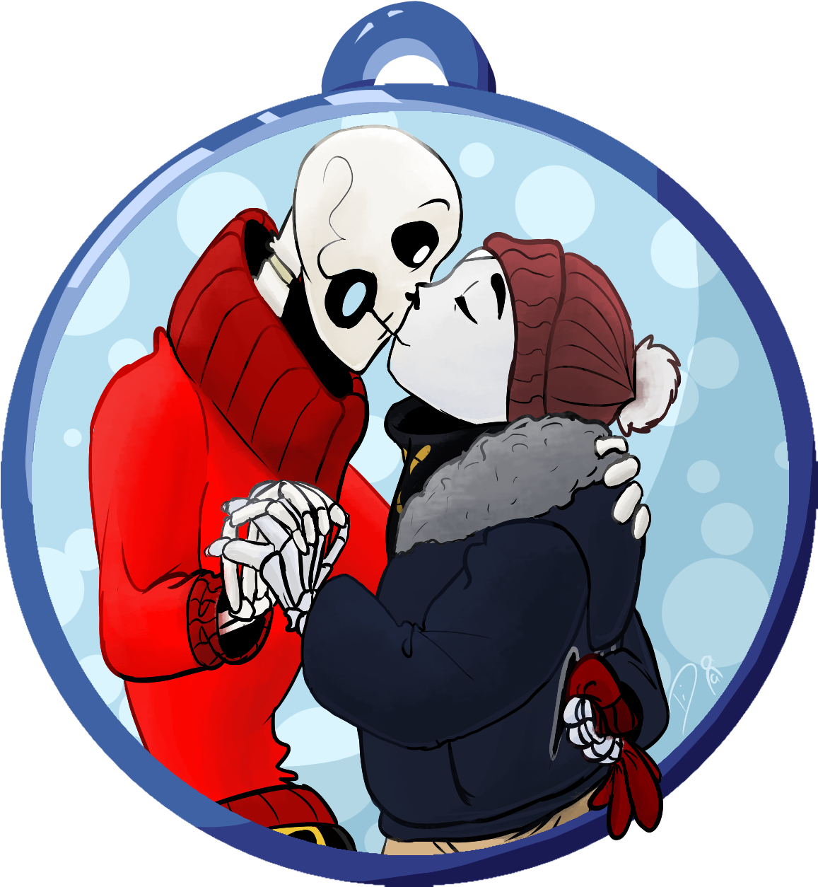 Winter Love Skeleton Character Kiss PNG