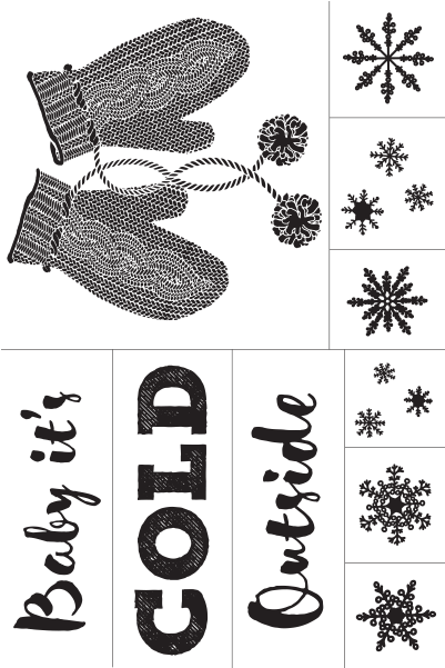 Winter Mittens Snowflakes Cold Graphic PNG