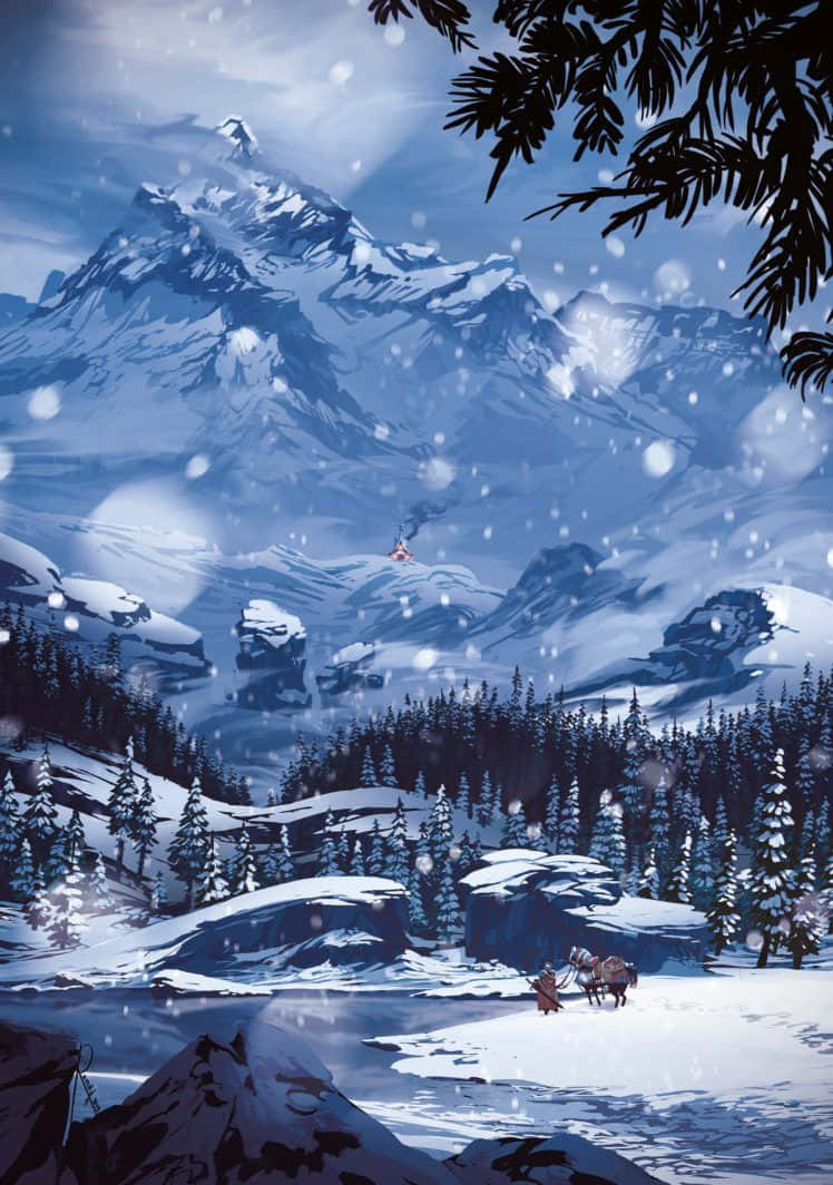 Winter_ Mountain_ Scene_with_ Sleigh Wallpaper