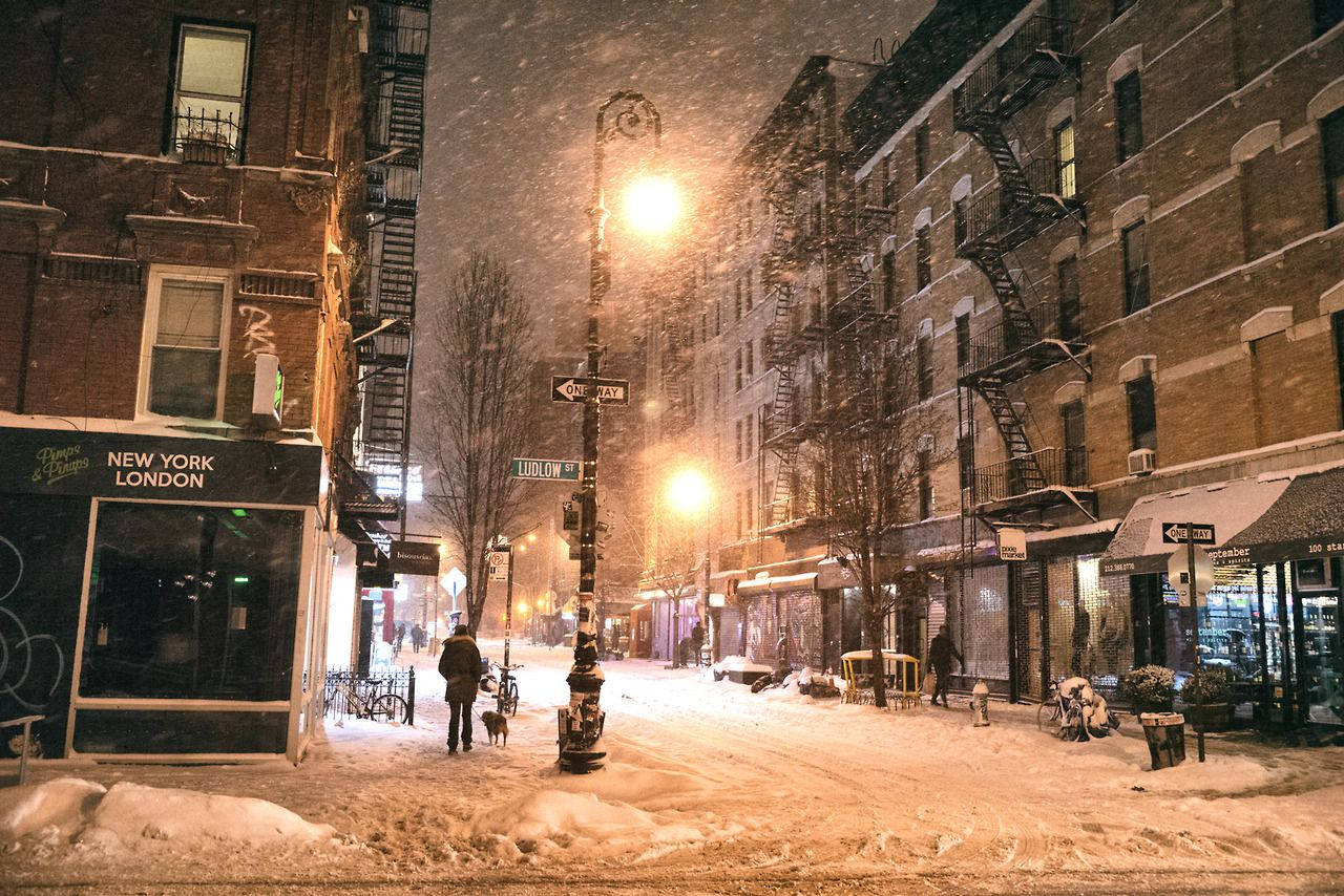 Winter New York Night Iphone Wallpaper