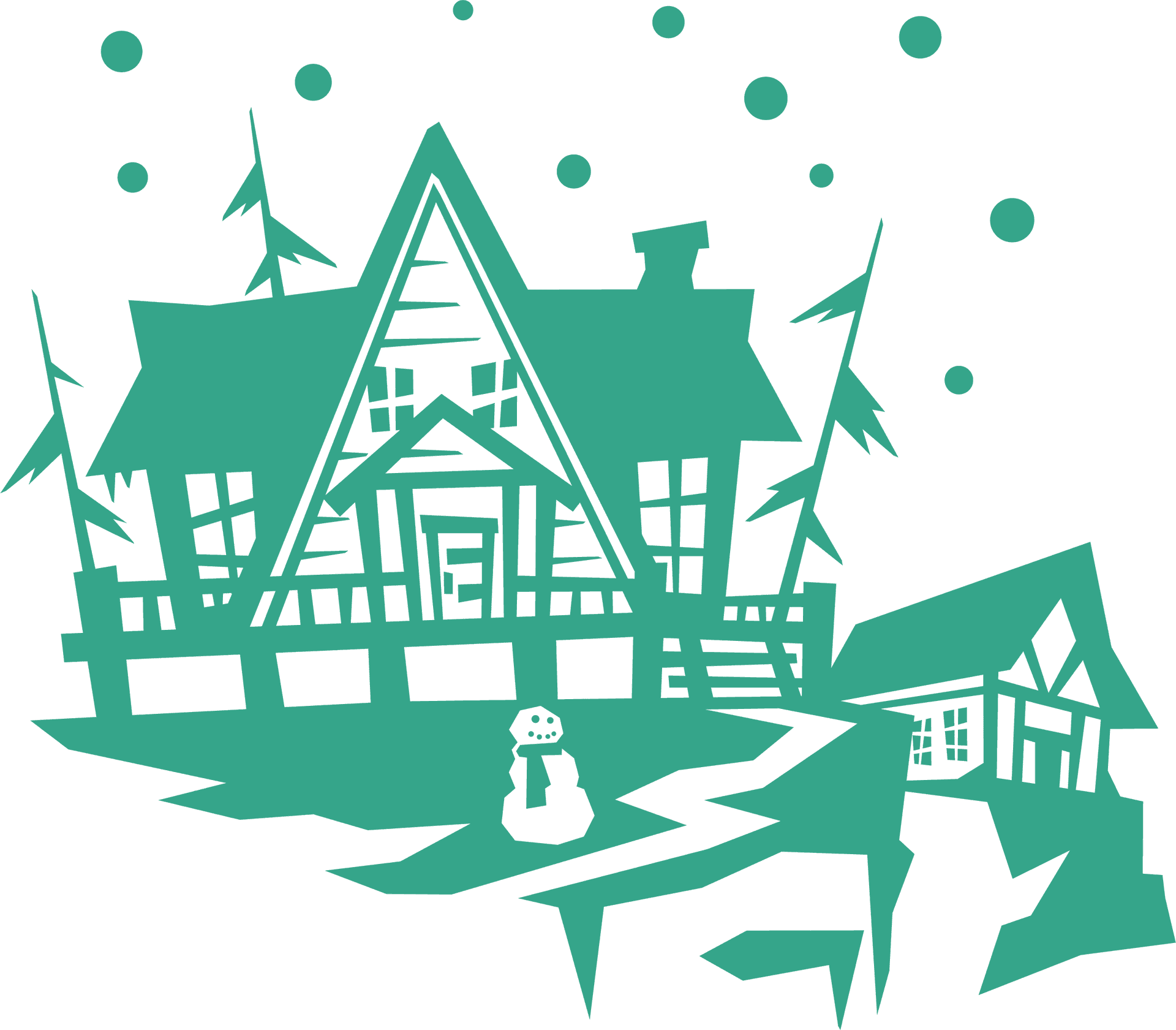 Winter Night Mansion Illustration PNG