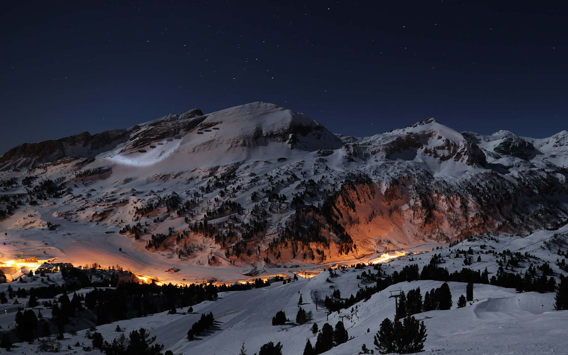 Winter_ Night_ Mountain_ Village.jpg Wallpaper