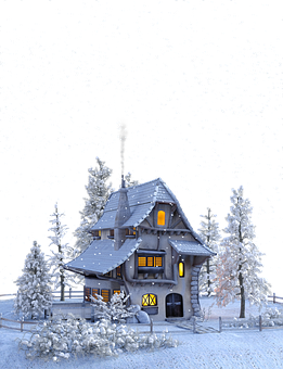 Winter Night Snowfall Cozy House.jpg PNG