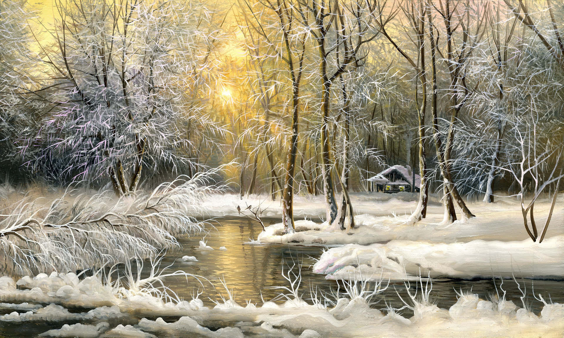 Download Captivating Winter Wonderland Painting Wallpaper | Wallpapers.com