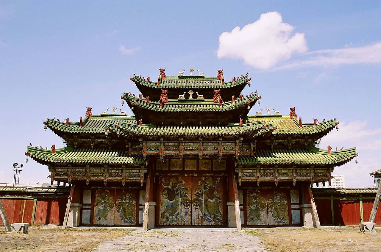 Winter Palace Of The Bogd Khan With Cloudy Sky Wallpaper