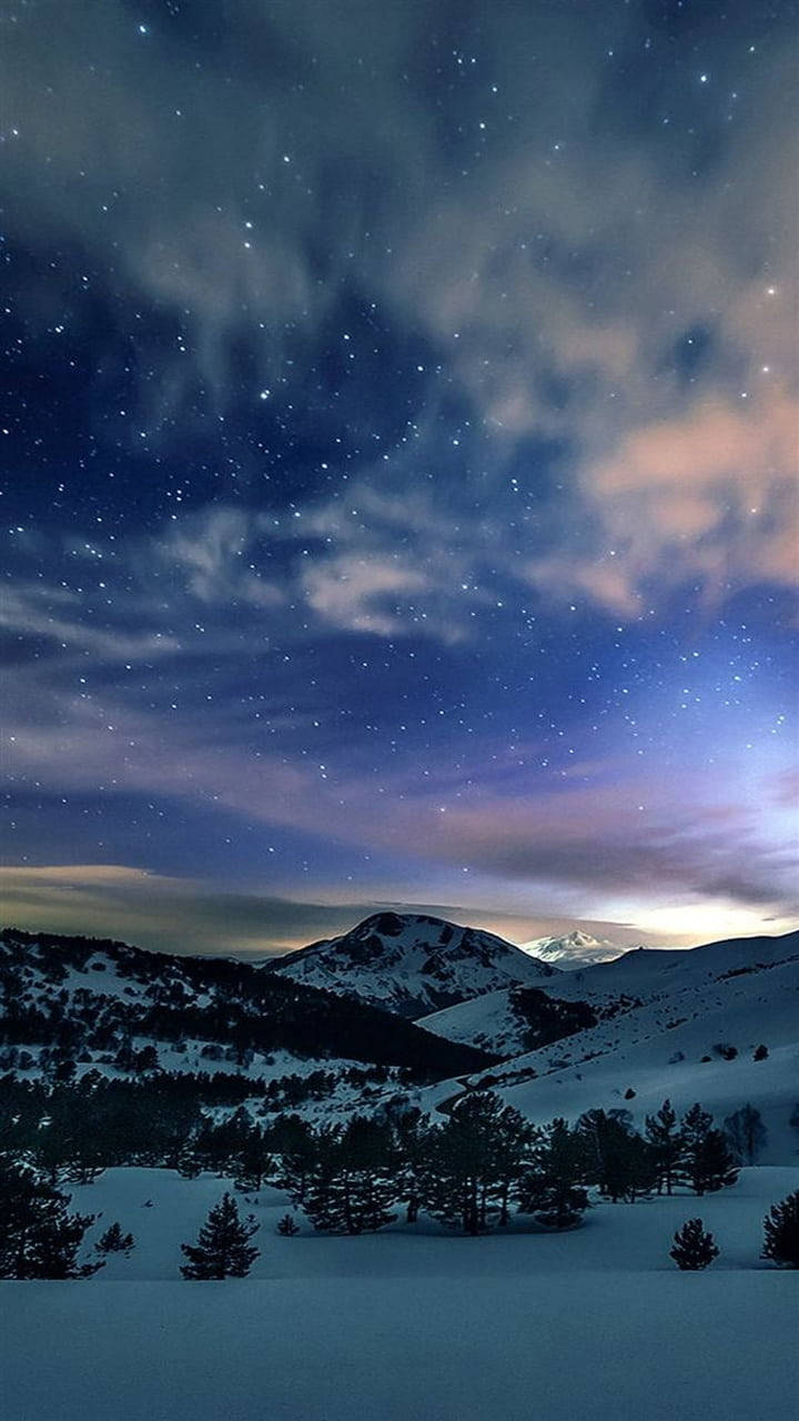 Winter Phone Cloudy Starry Sky