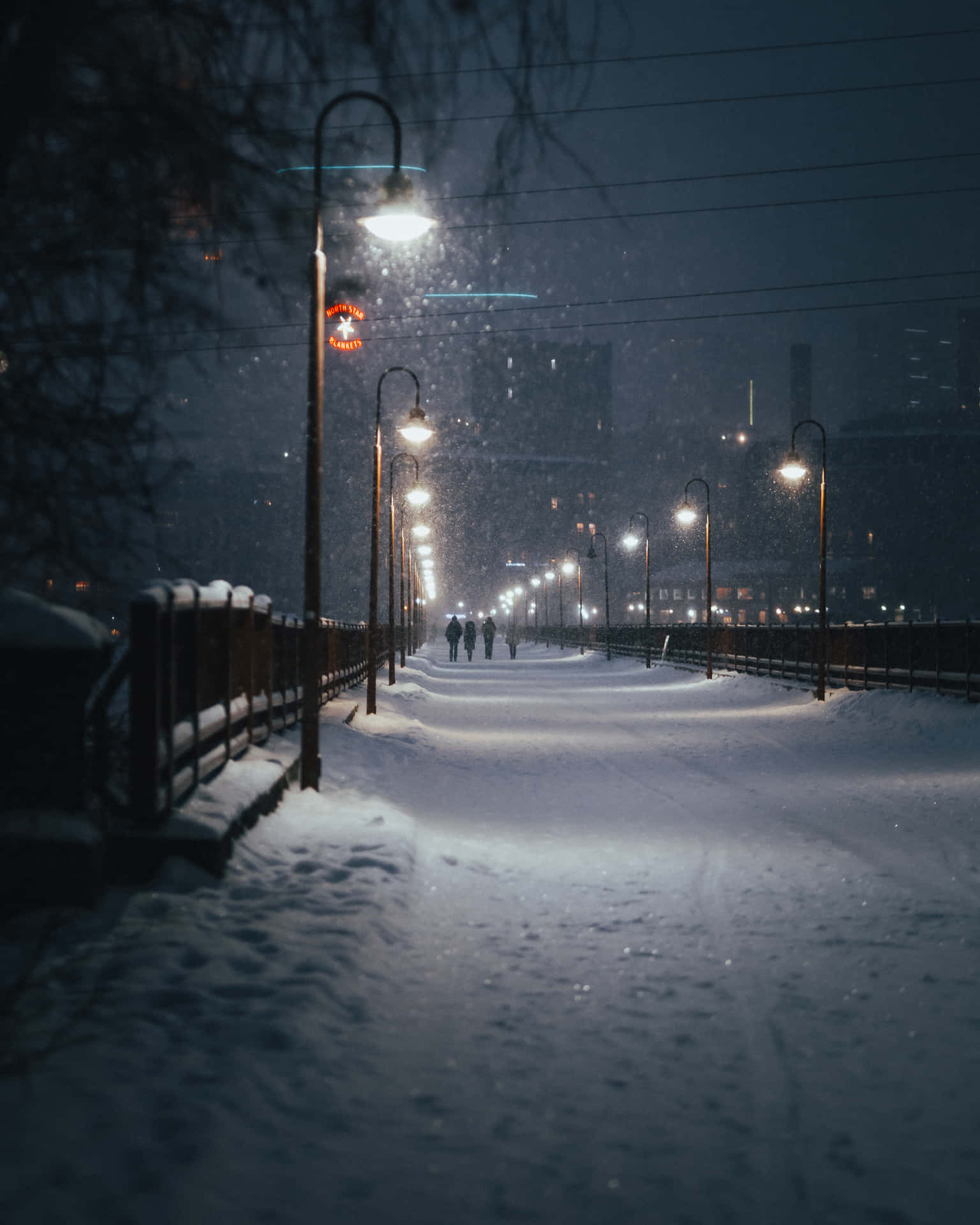 Immaginedi Una Strada Notturna Durante L'inverno