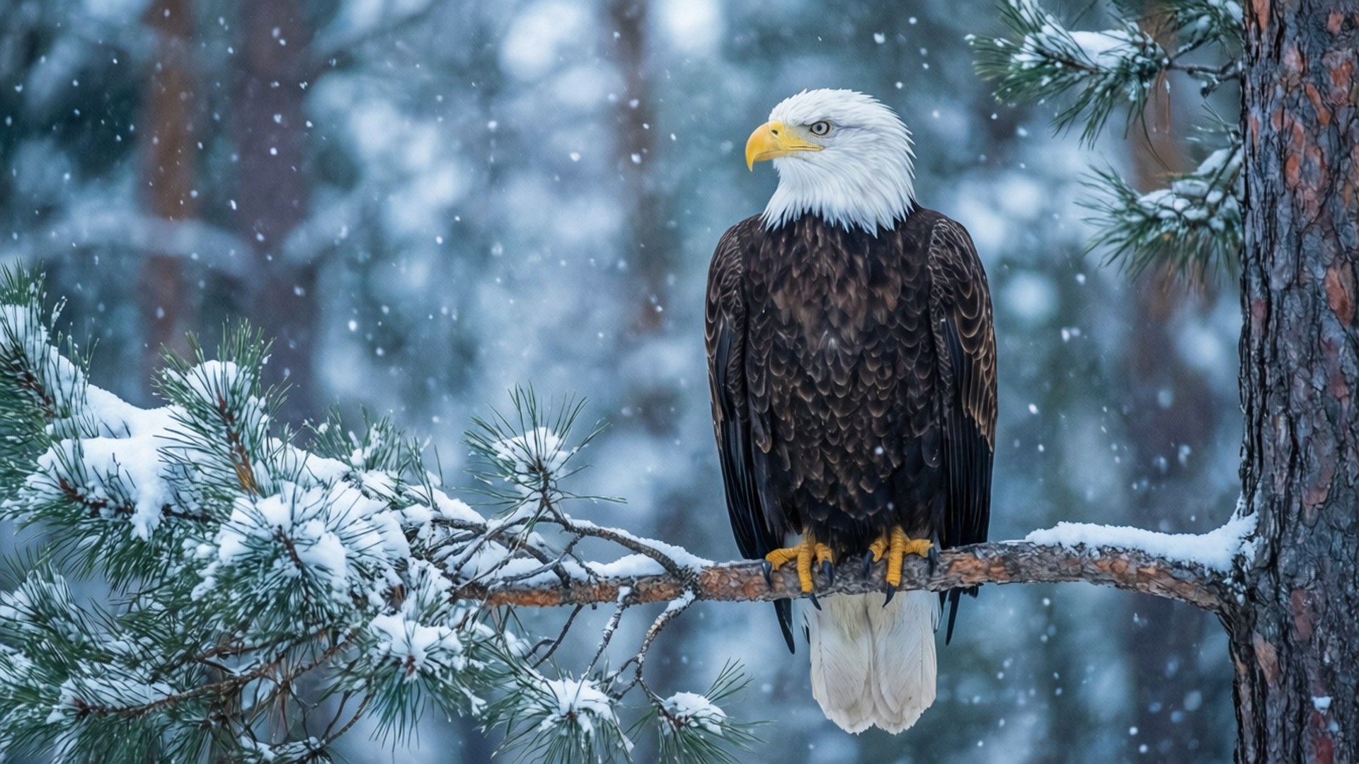 Winter Kiefern Sitz Wallpaper