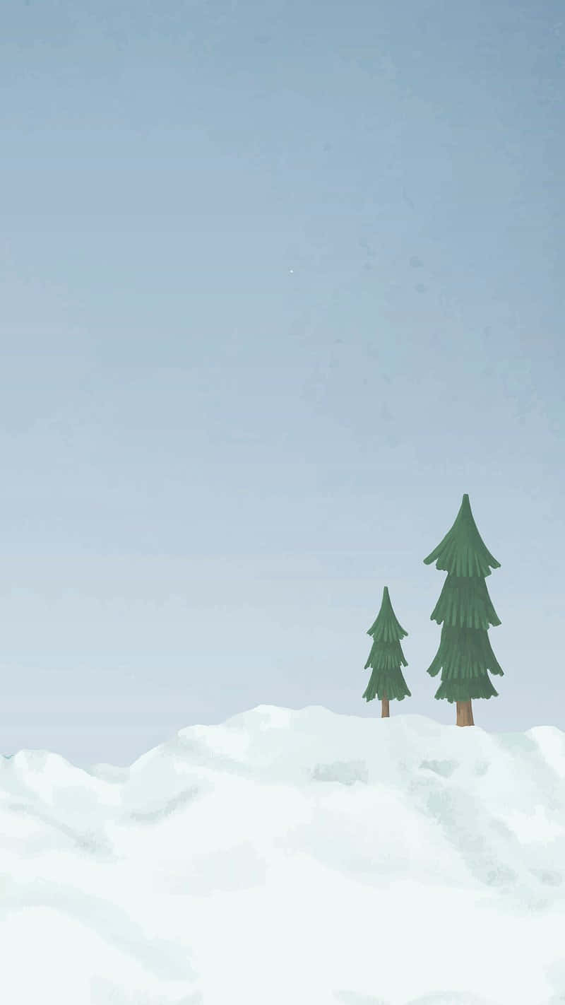 Winter Pine Silhouette_ Snowy Backdrop.jpg Wallpaper