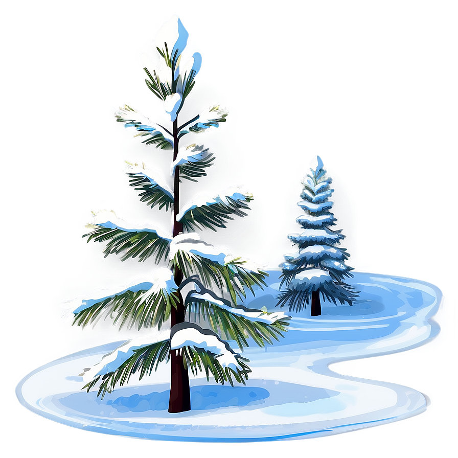 Winter Pine Tree Scene Png 06132024 PNG