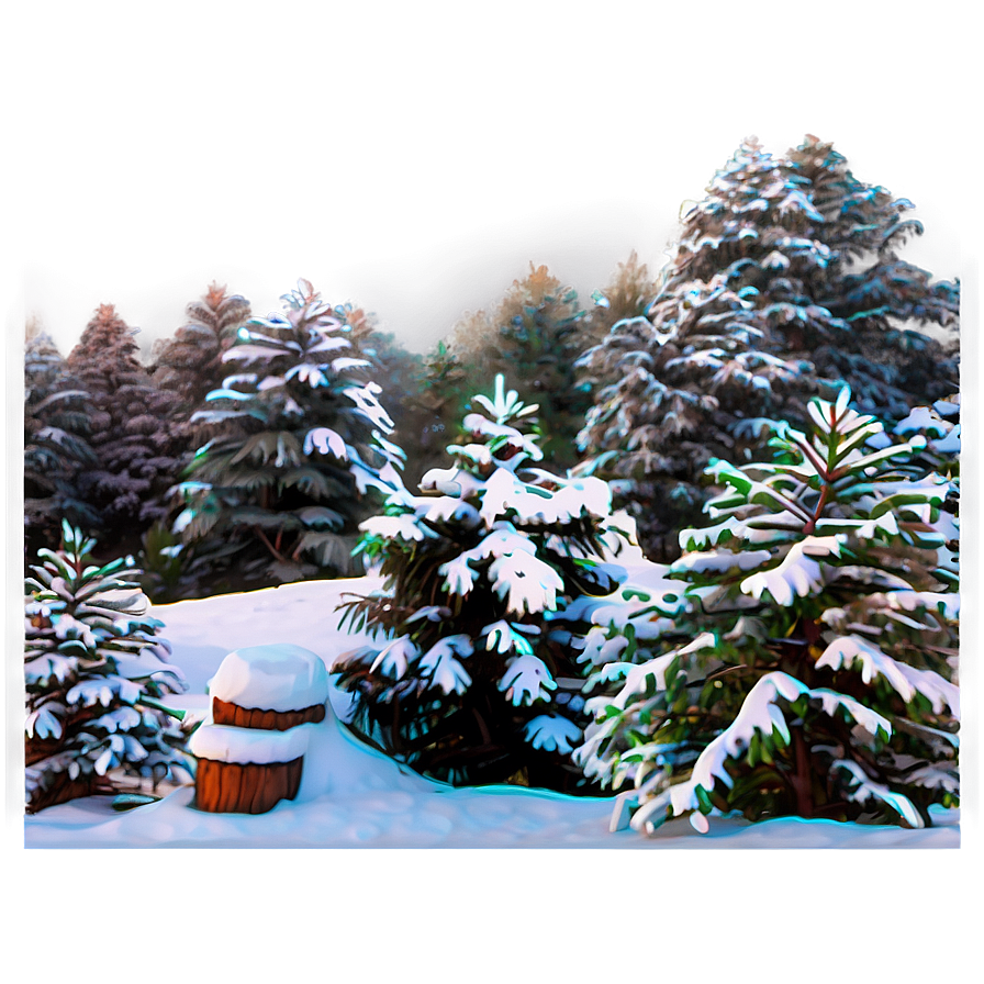 Winter Pine Tree Scene Png 06132024 PNG