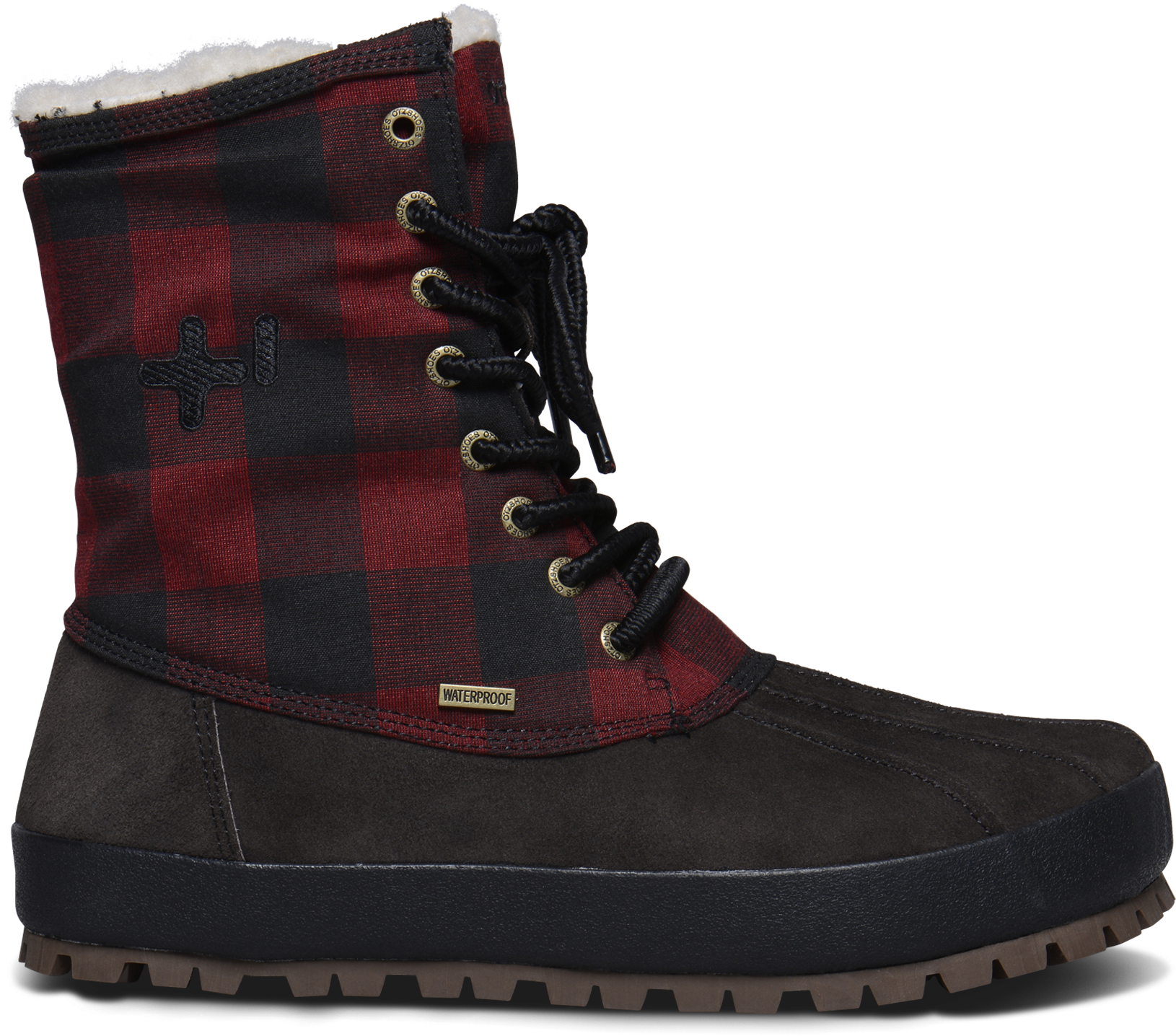 Winter Plaid Lace Up Boot PNG